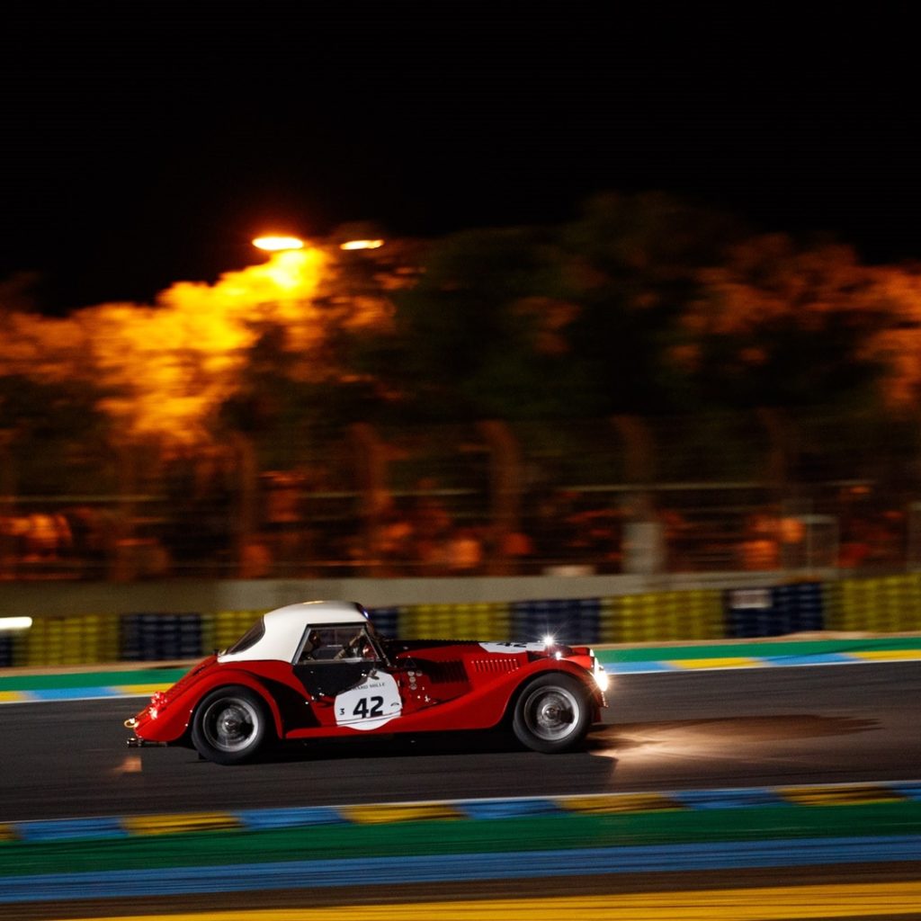 Le Mans Classic at night.