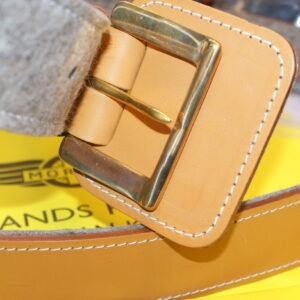 Bonnet Strap - Brown/tan Belt/Brass Buckle