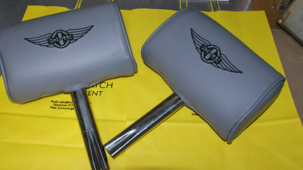 Headrests - Grey leather c/w Morgan wings stich logo